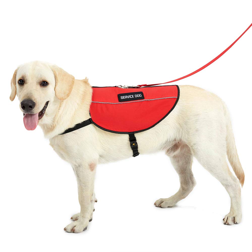 Plutus Pet Service Dog Vest, Bright Red Fabric & Reflective Straps,Breathable&Soft Mesh Padded Harness,2 Free Removable Service